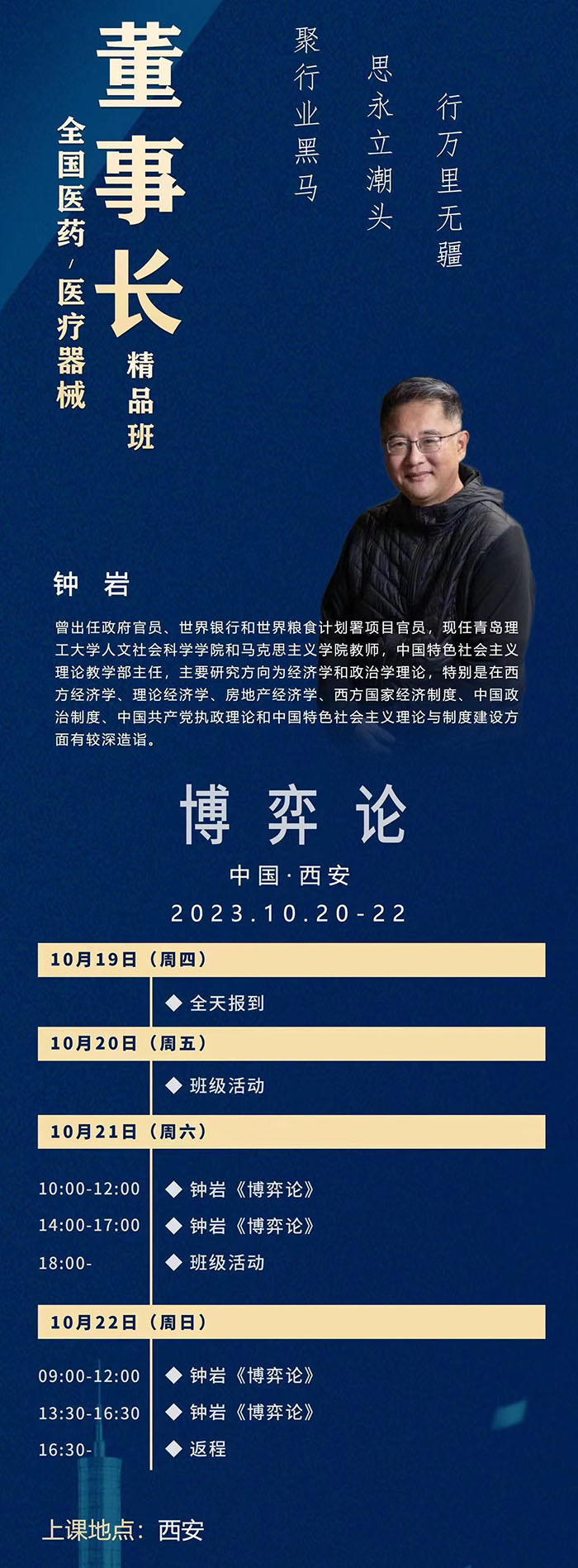 全國醫(yī)藥、醫(yī)療器械董事長10月班